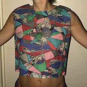 80s printed paper/ cotton tank
